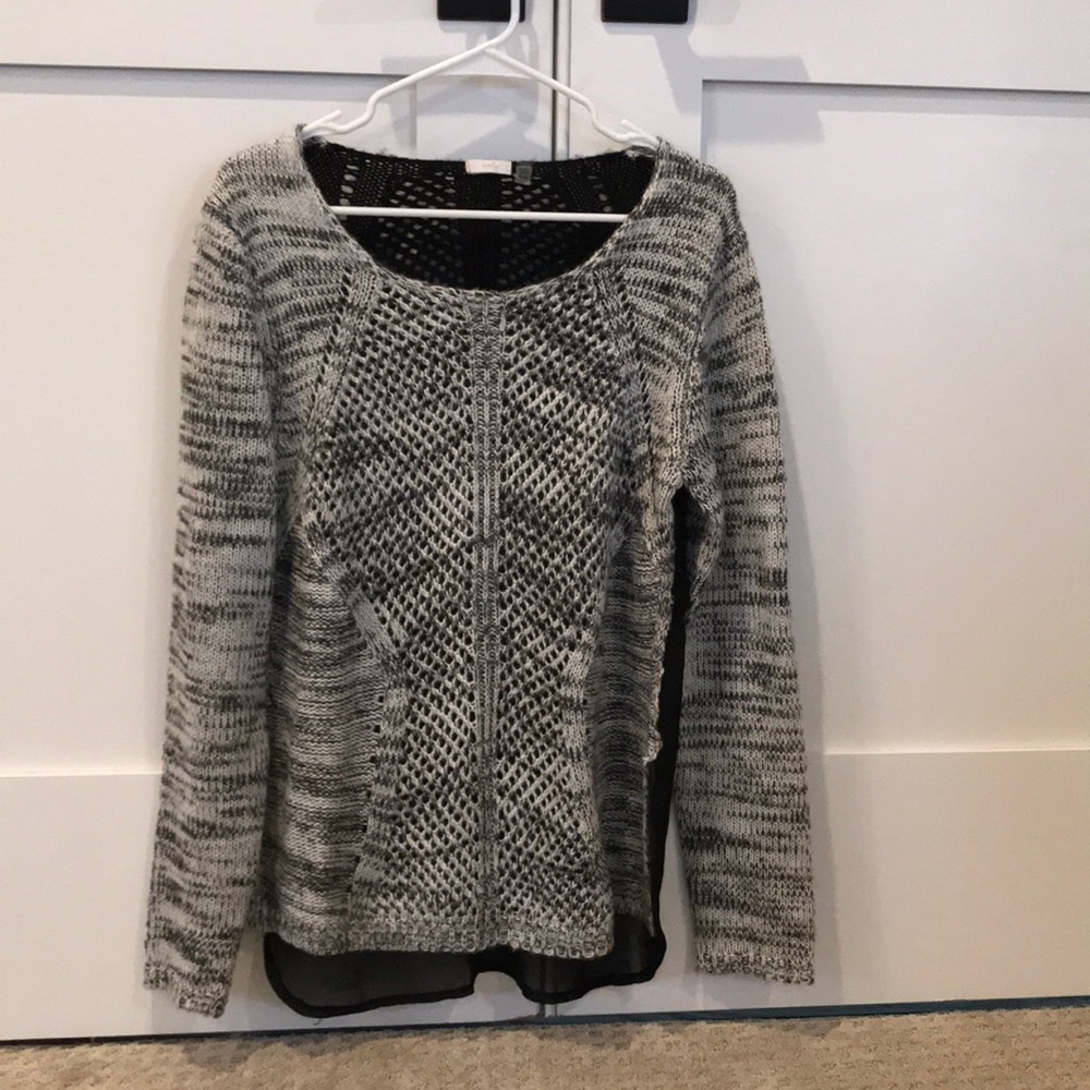 Neely Holey Sweater with see thru chiffon back